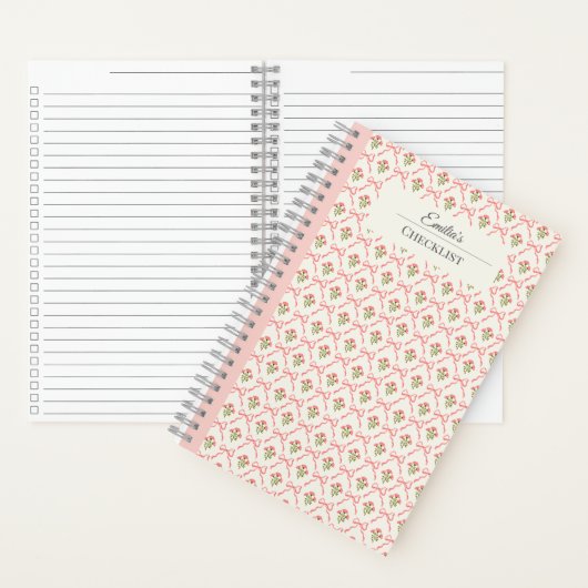 Personalized beautiful classic botanical pink notitieboek (Binnen)