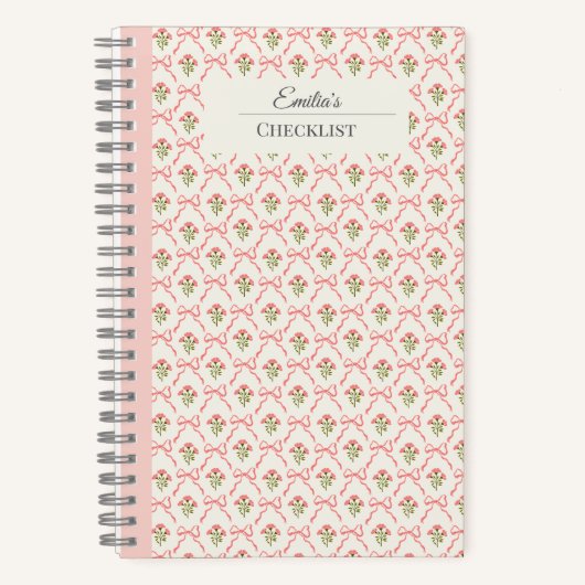 Personalized beautiful classic botanical pink notitieboek (Voorkant)