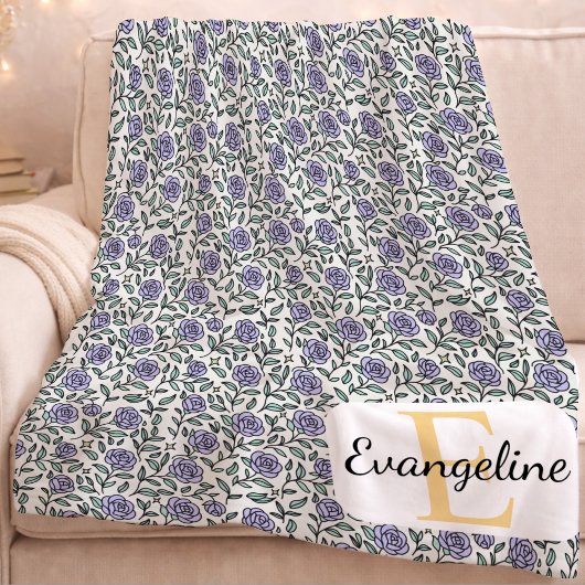 Personalized Beauty Beast Garden Rose Purple Fleece Deken