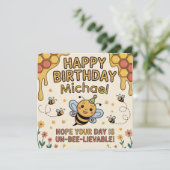 Personalized Bee Birthday Card - Honeycomb Theme Kaart (Staand voorkant)