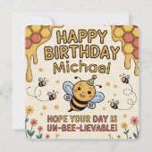 Personalized Bee Birthday Card - Honeycomb Theme Kaart (Voorkant)