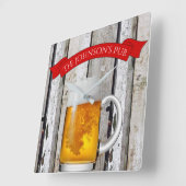 Personalized Beer Stein & "(Your Name) Pub" Vierkante Klok (Hoek)