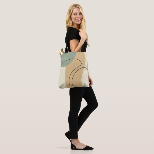 Personalized Beige Abstract Totebag Tote Bag (Op model)