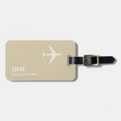 Personalized Beige Airplane Travel Bagagelabel (Voorkant horizontaal)