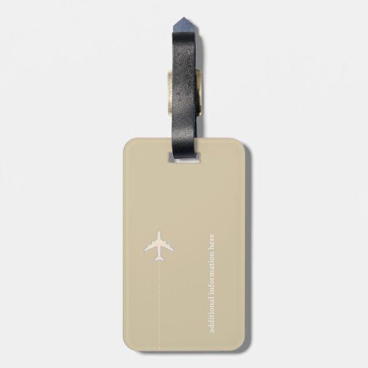 Personalized Beige Airplane Travel Bagagelabel (Achterkant verticaal)