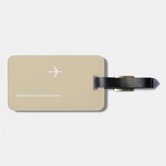 Personalized Beige Airplane Travel Bagagelabel (Achterkant horizontaal)