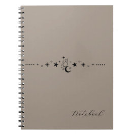Personalized Beige Celestial Spiral Notebook Notitieboek