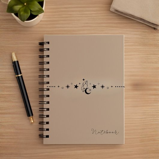 Personalized Beige Celestial Spiral Notebook Notitieboek