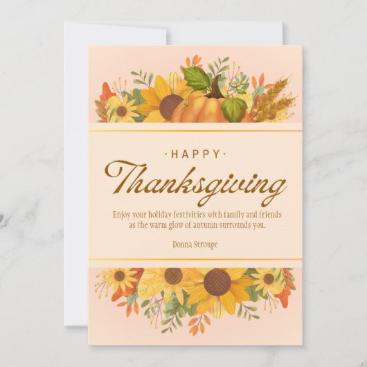 Personalized Beige Simple Thanksgiving  Feestdagenkaart (Voorkant)