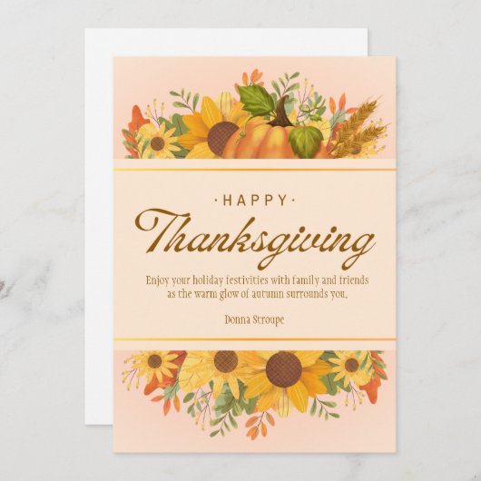 Personalized Beige Simple Thanksgiving  Feestdagenkaart (Voorkant / Achterkant)