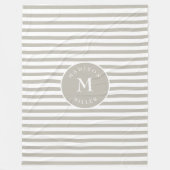 Personalized Beige Striped Baby Blanket – Neutral Fleece Deken (Voorkant)