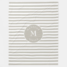 Personalized Beige Striped Baby Blanket – Neutral Fleece Deken