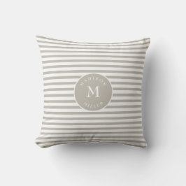 Personalized Beige Striped Neutral Kussen