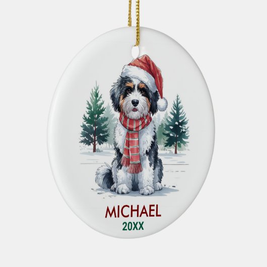 Personalized Bernedoodle Dog Christmas Keramisch Ornament (Rechts)