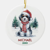 Personalized Bernedoodle Dog Christmas Keramisch Ornament (Voorkant)