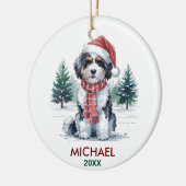Personalized Bernedoodle Dog Christmas Keramisch Ornament (Links)