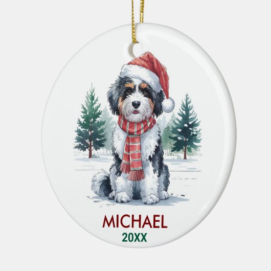 Personalized Bernedoodle Dog Christmas Keramisch Ornament (Links)