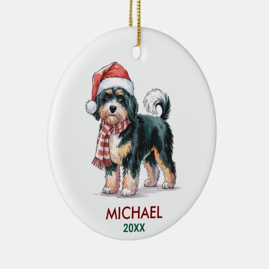 Personalized Bernedoodle Dog Christmas Keramisch Ornament (Rechts)