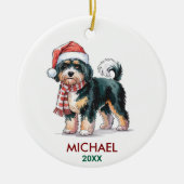 Personalized Bernedoodle Dog Christmas Keramisch Ornament (Voorkant)