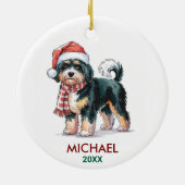 Personalized Bernedoodle Dog Christmas Keramisch Ornament (Achterkant)
