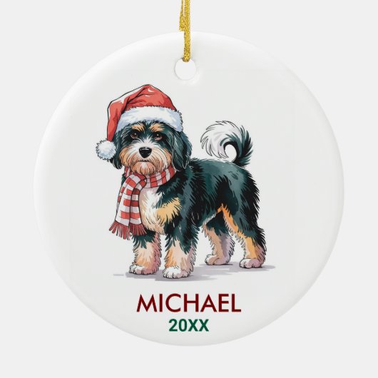 Personalized Bernedoodle Dog Christmas Keramisch Ornament (Achterkant)