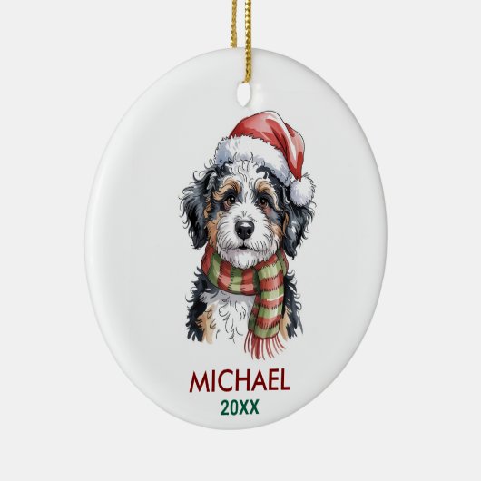 Personalized Bernedoodle Dog Christmas Keramisch Ornament (Rechts)