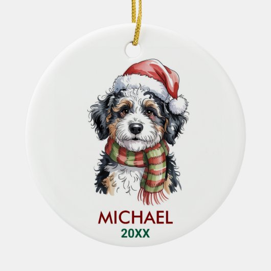 Personalized Bernedoodle Dog Christmas Keramisch Ornament (Voorkant)