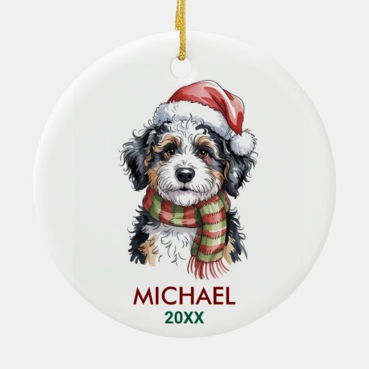 Personalized Bernedoodle Dog Christmas Keramisch Ornament (Achterkant)