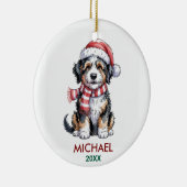 Personalized Bernedoodle Dog Christmas Keramisch Ornament (Rechts)