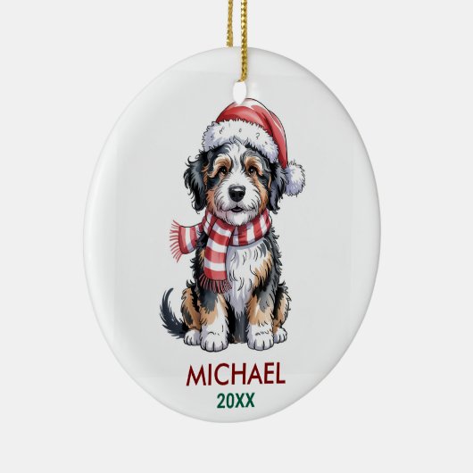 Personalized Bernedoodle Dog Christmas Keramisch Ornament (Rechts)