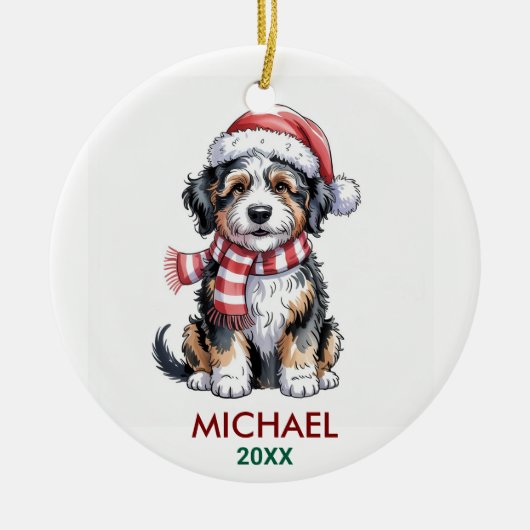 Personalized Bernedoodle Dog Christmas Keramisch Ornament (Voorkant)