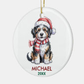 Personalized Bernedoodle Dog Christmas Keramisch Ornament (Links)