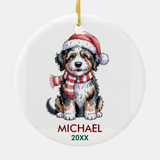 Personalized Bernedoodle Dog Christmas Keramisch Ornament (Achterkant)