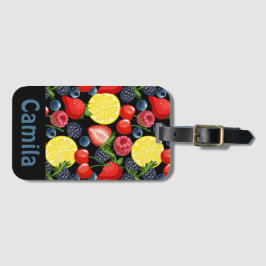 Personalized Berries & Citrus Pattern  Bagagelabel