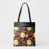Personalized Berries & Citrus Pattern Tote Bag (Voorkant)