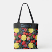 Personalized Berries & Citrus Pattern Tote Bag (Achterkant)