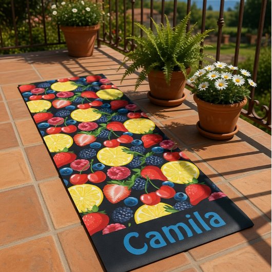 Personalized Berries & Citrus Pattern  Yogamat