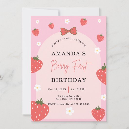 Personalized Berry 1st Birthday Kaart (Voorkant)