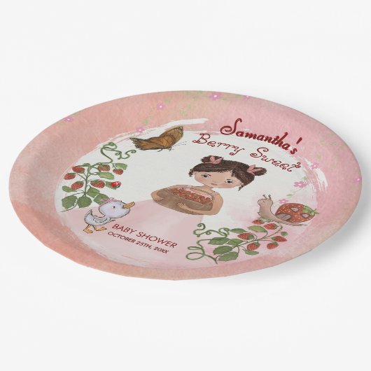 Personalized Berry Sweet Baby Shower Paper Plates Papieren Bordje (Gekanteld)