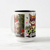 Personalized Best Cat Dad Ever - fathers day mugs Tweekleurige Koffiemok (Voorkant links)