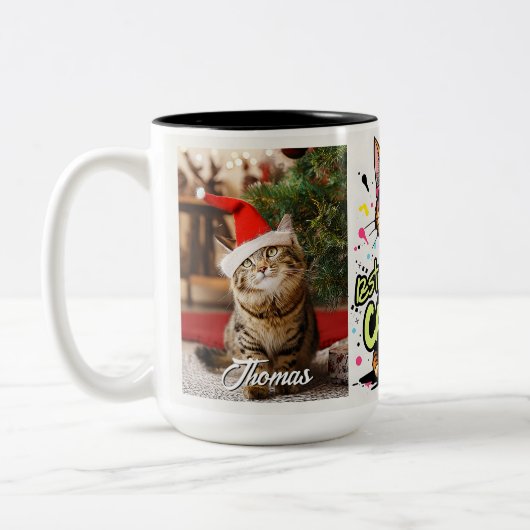 Personalized Best Cat Dad Ever - fathers day mugs Tweekleurige Koffiemok (Links)