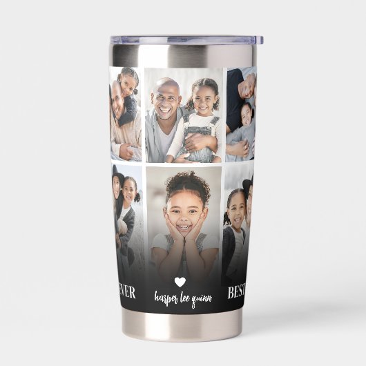 Personalized Best Dad Ever 8 Photo Collage Father Geïsoleerde Drinkbeker (Links)