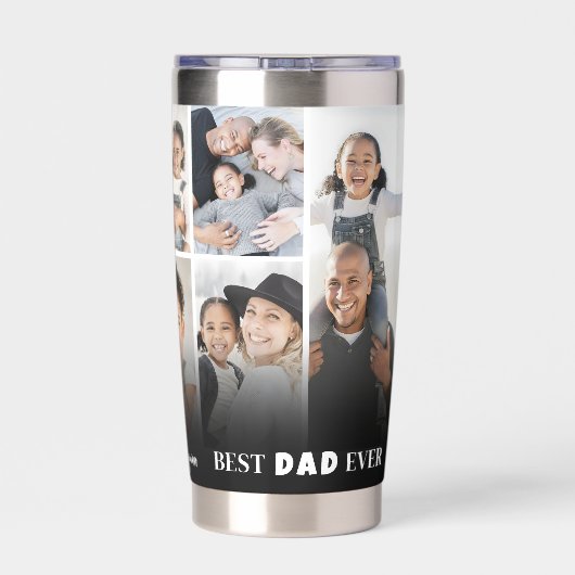 Personalized Best Dad Ever 8 Photo Collage Father Geïsoleerde Drinkbeker (Achterkant)