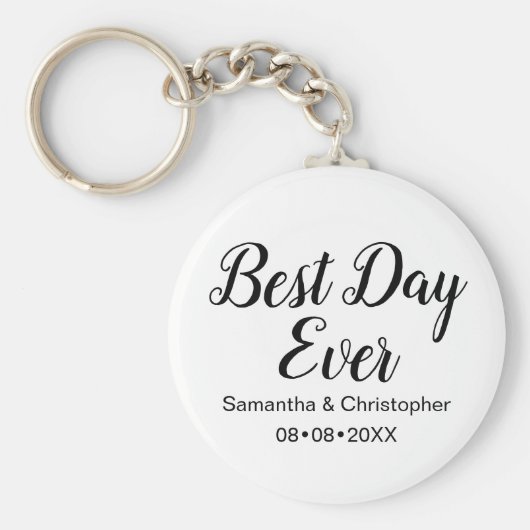 Personalized Best Day Ever Wedding Sleutelhanger (Voorkant)