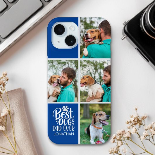 Personalized Best Dog Dad – Collage 4-Photos Case-Mate iPhone Case