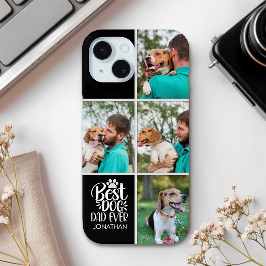Personalized Best Dog Dad – Collage 4-Photos Case-Mate iPhone Case