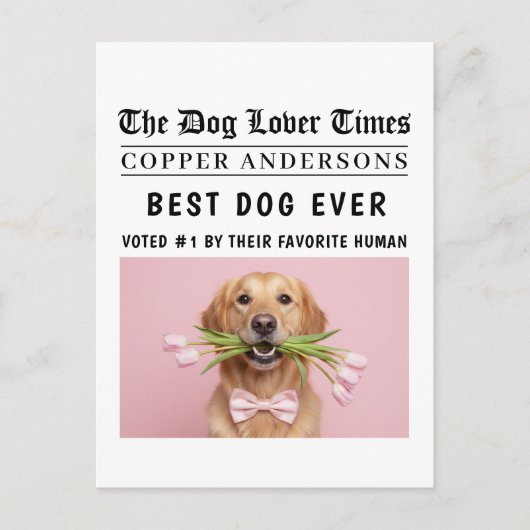 Personalized “Best Dog Ever” Dog Newspaper Briefkaart (Voorkant)