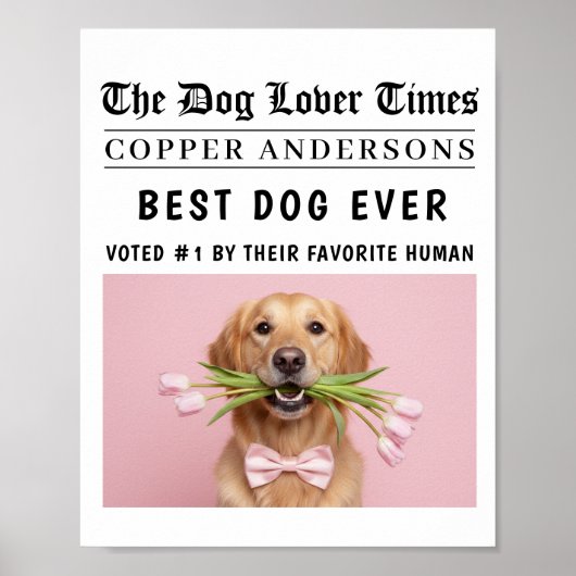 Personalized “Best Dog Ever” Newspaper Poster (Voorkant)