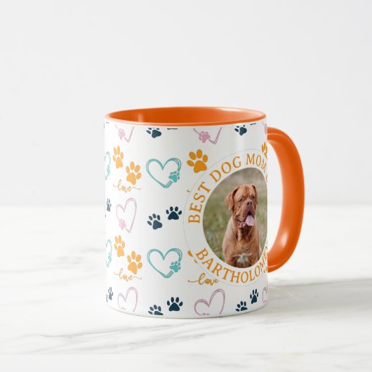 Personalized BEST DOG MOM EVER Mastif Photo Mok (Voorkant rechts)