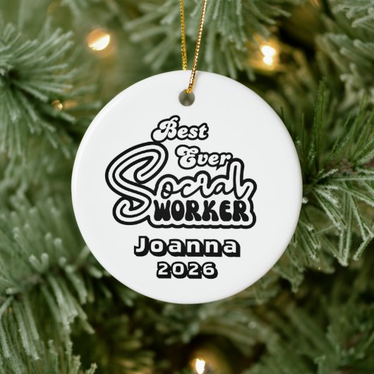 Personalized Best Ever Social Worker Keramisch Ornament (Boom)